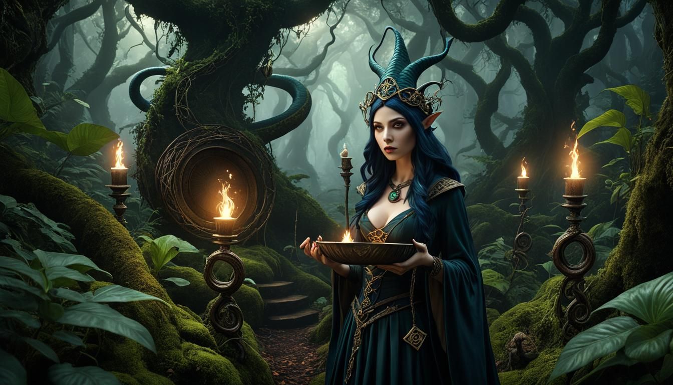 Enchanting Forest Sorcerer in Goblincore Aesthetic