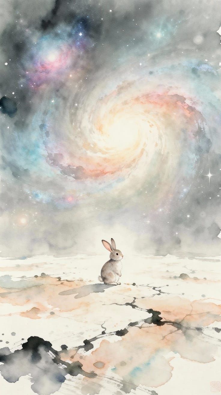 A Gentle Rabbit in Faint Watercolor Style