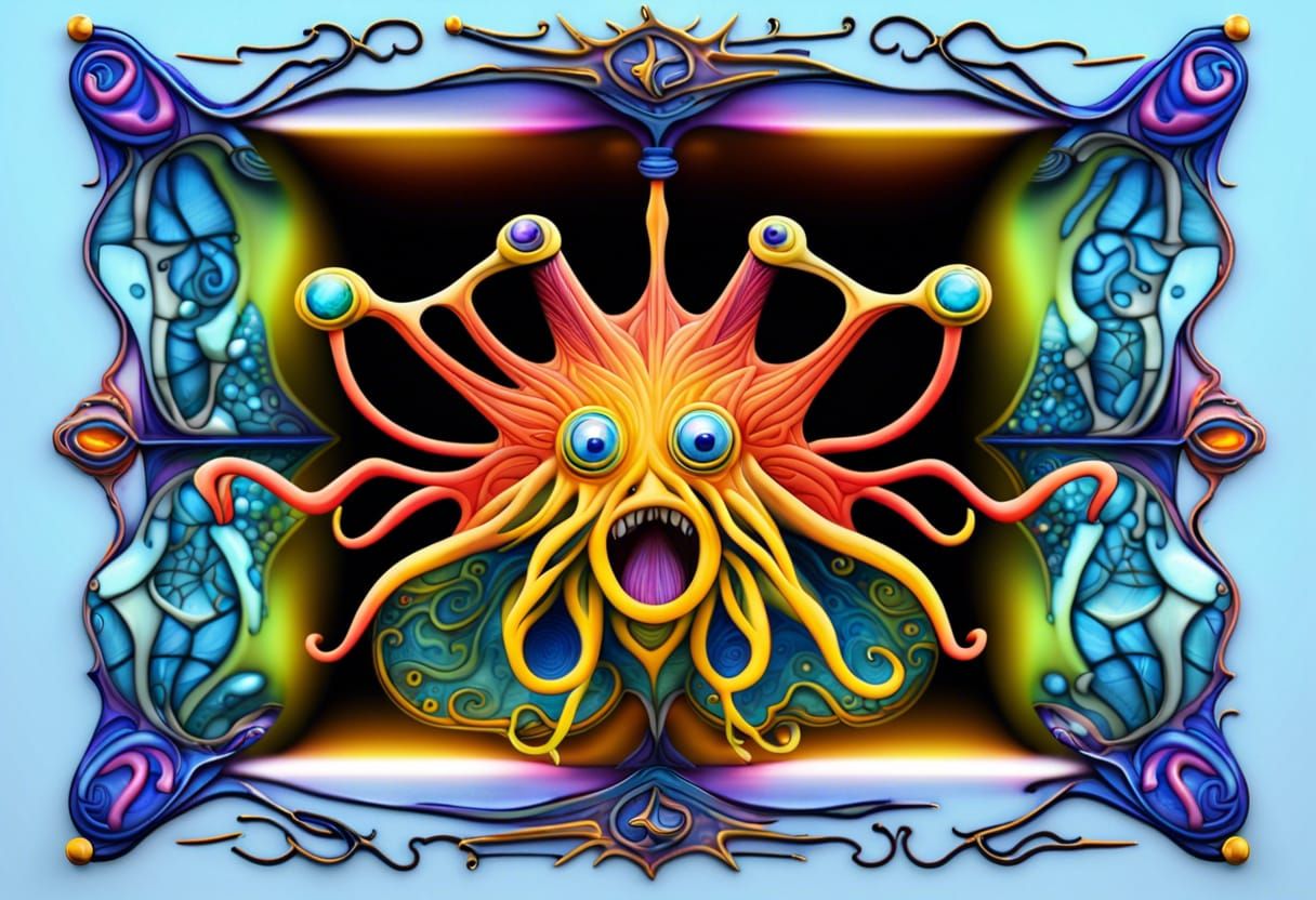 Flying Spaghetti Monster in Vibrant Stained Glass