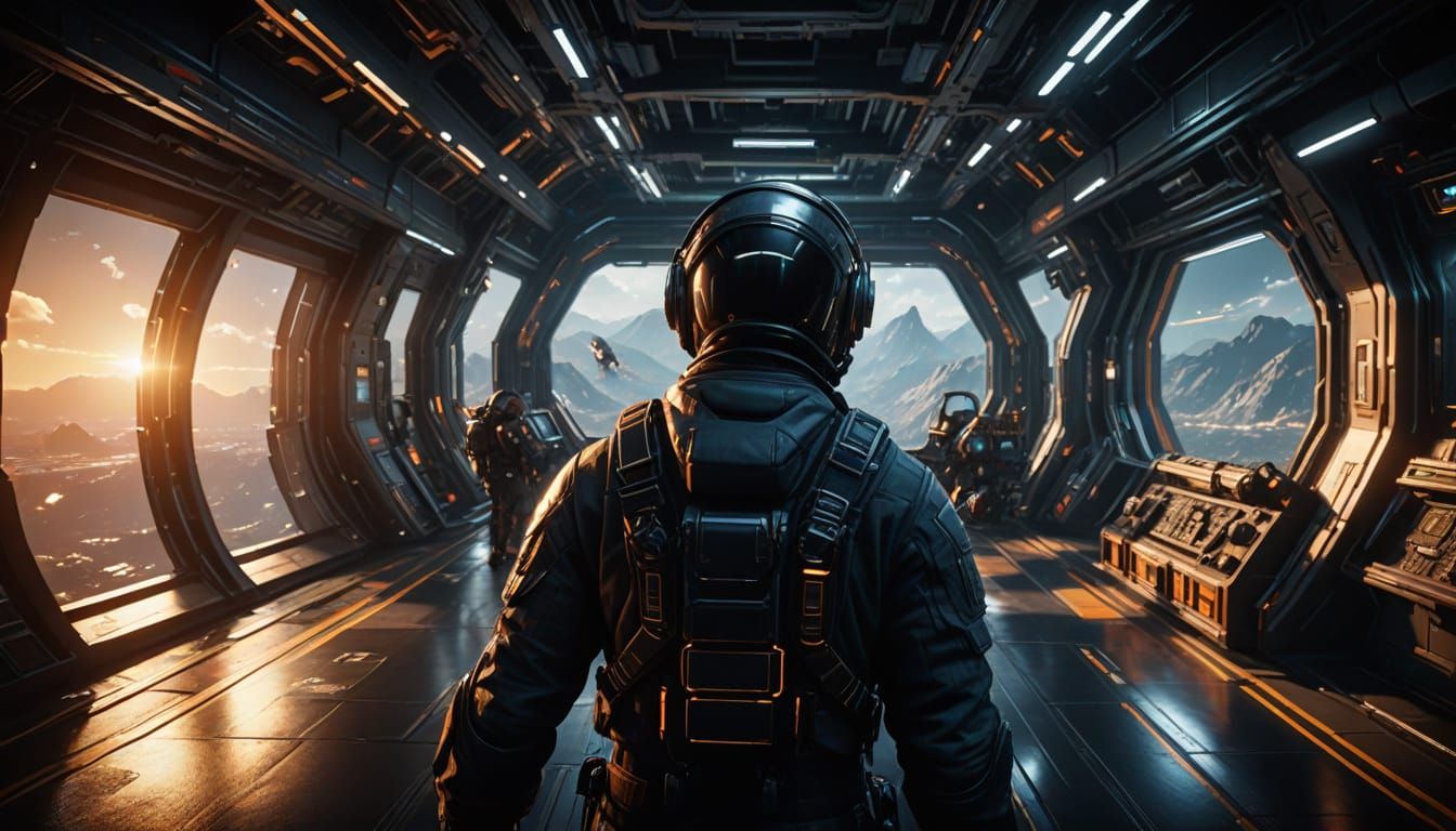 Epic Sci-Fi Control Room: Pilots Prepare for Launch