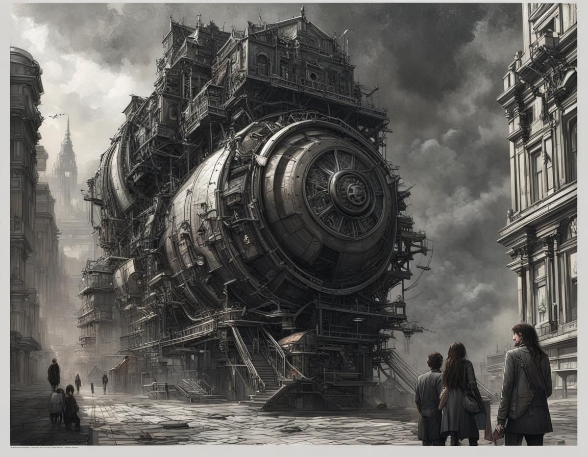 Mortal Engines Mobile City London Hyperrealistic Poster