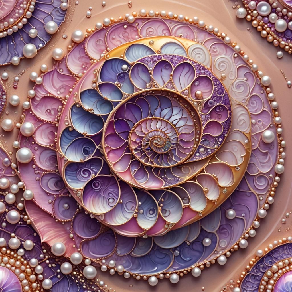 Nautilus Shell Mandala at Sunset: Hyperrealistic Digital Art
