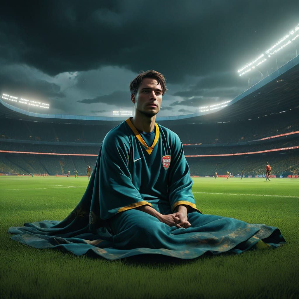 Surreal Soccer Scene in Fantastical Dreamscape