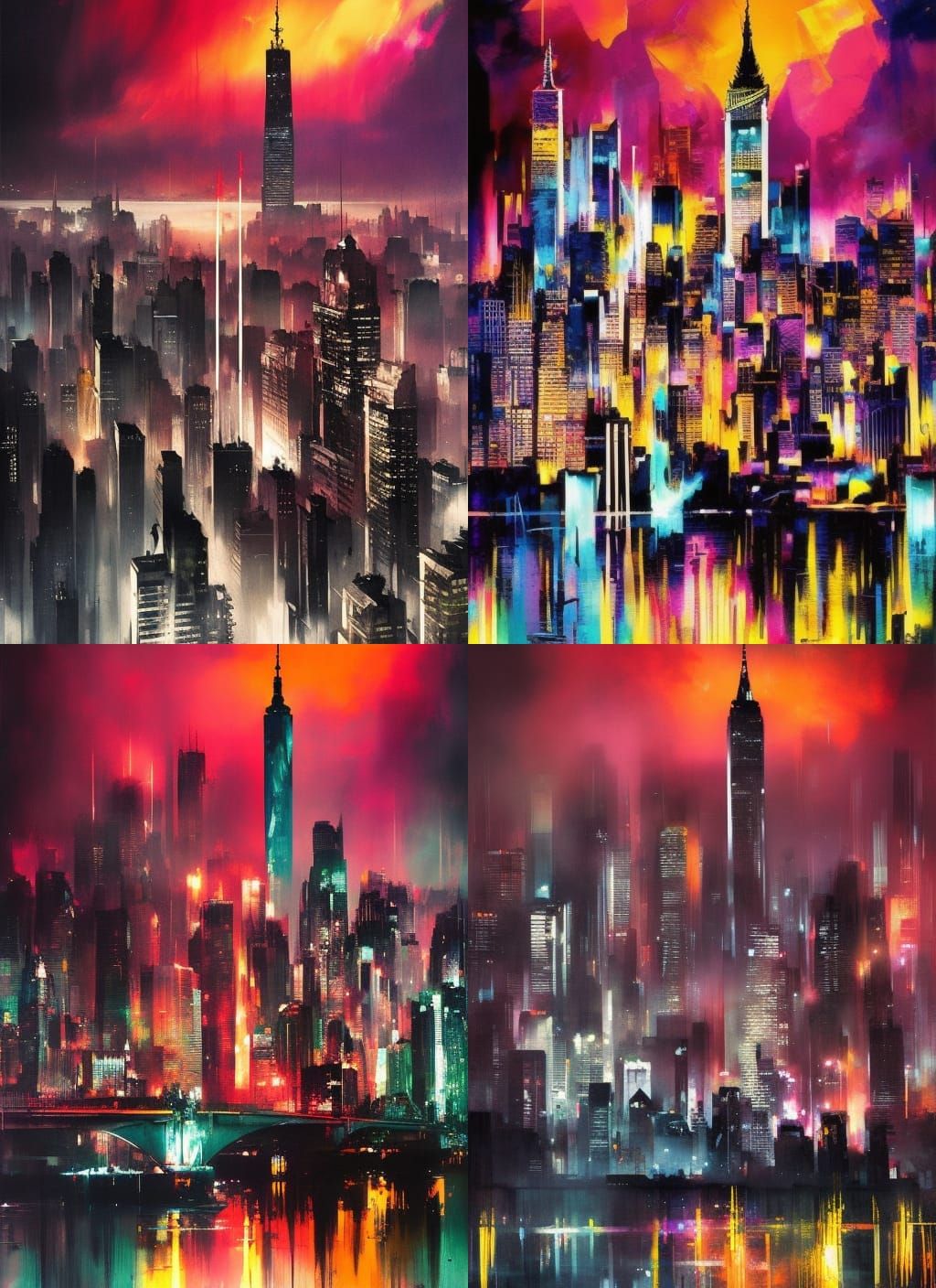 Colorful Ink Splash New York Skyline in 3D