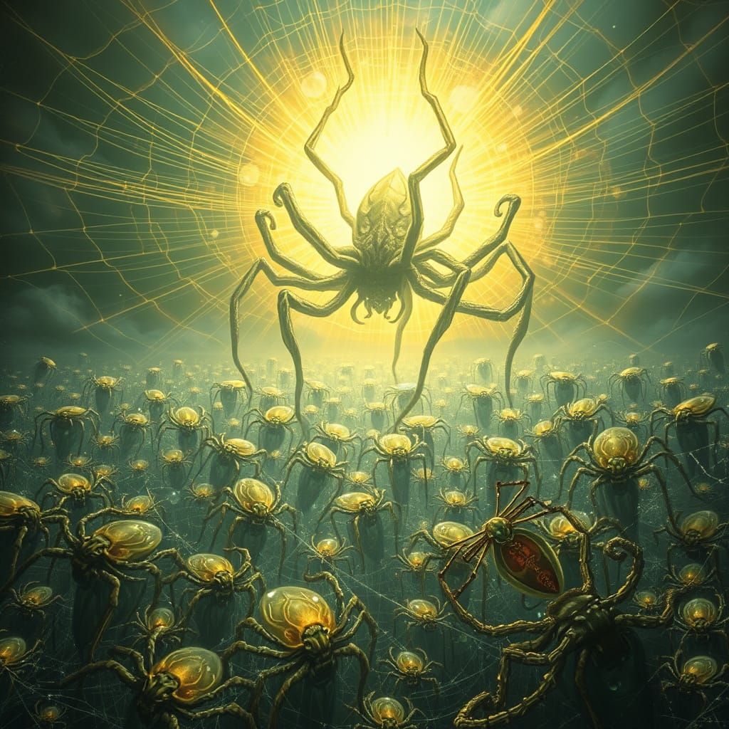 Ancient Deity Protects Iridescent Spider City