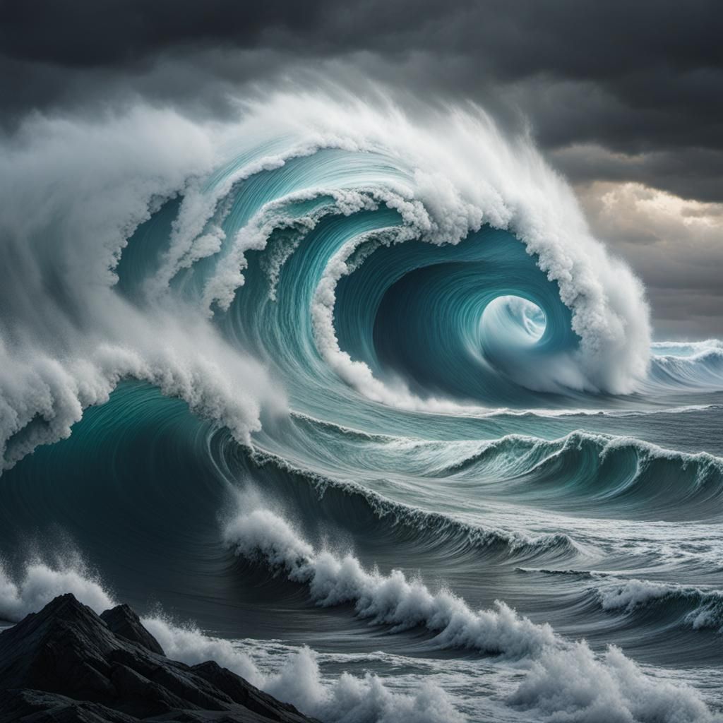 Raging Storm: Monster Waves in Hyperrealism