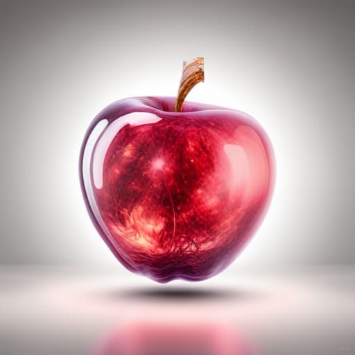 Glowing Glass Apple with Cosmic Energy