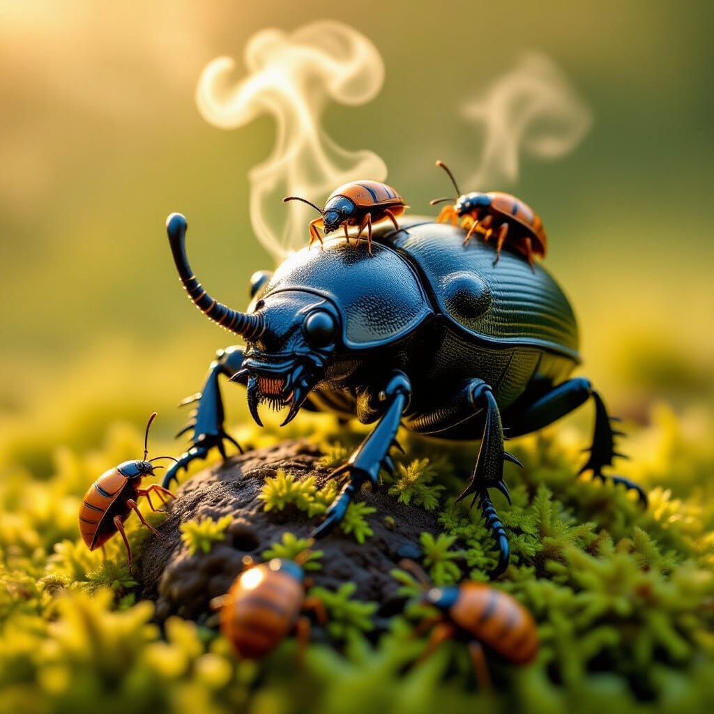 Steampunk Clockwork Beetle in Macro Photography