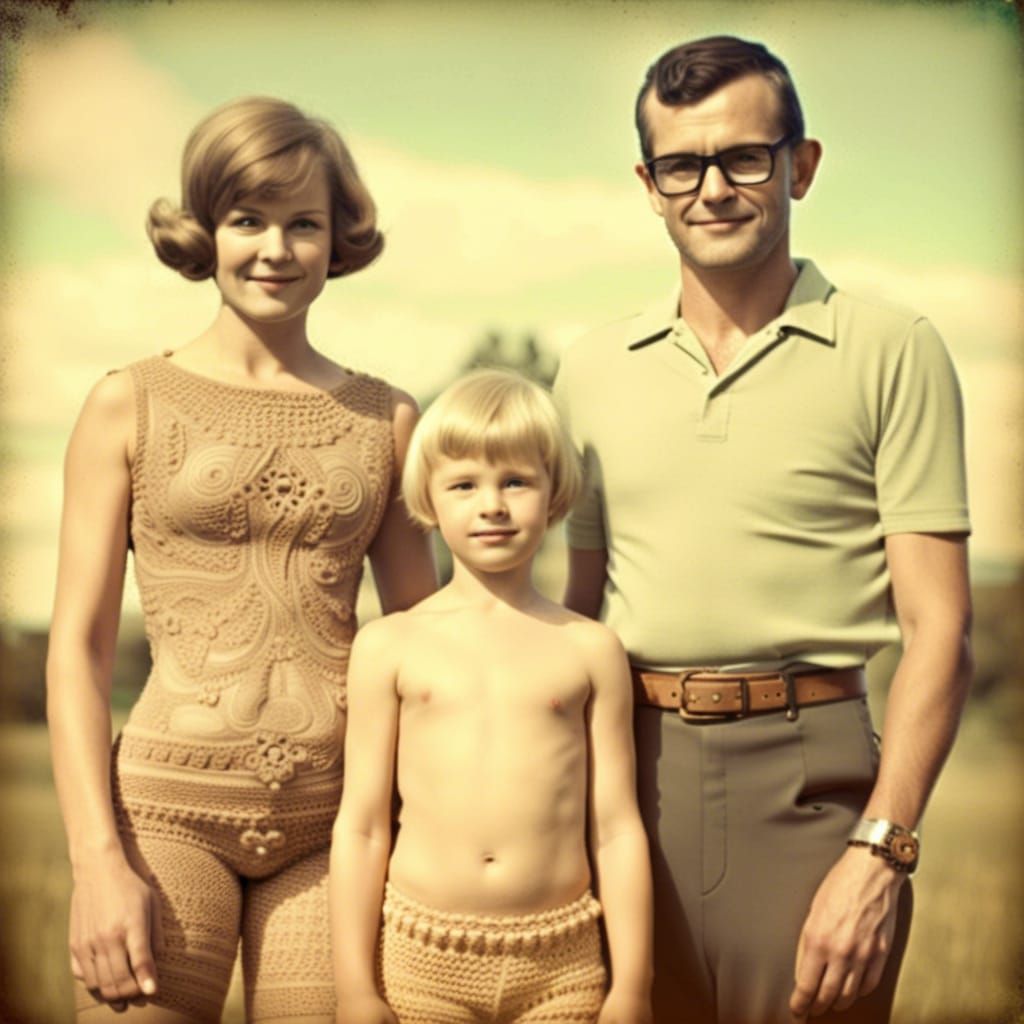 1960s Family Portrait with Robot in Kodachrome