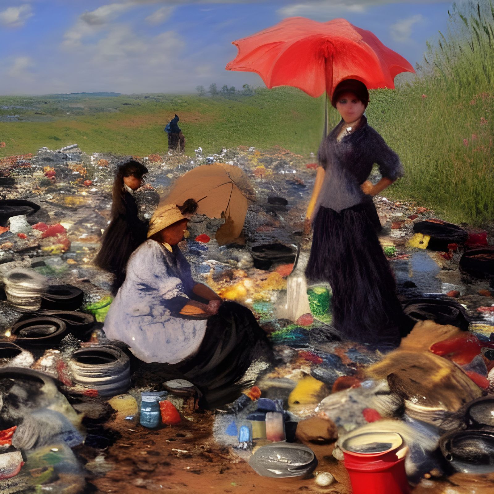 Impressionistic Ladies at a Landfill, Monet Style