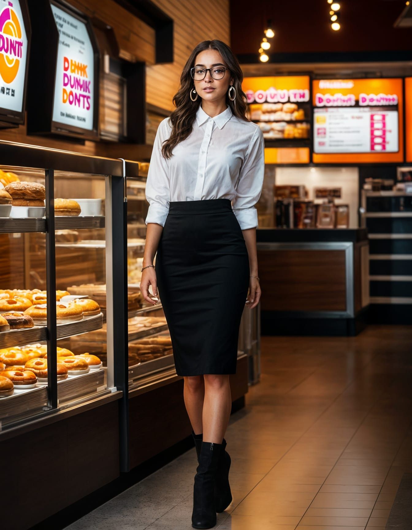 Woman in Dunkin Donuts, Cinematic 8K