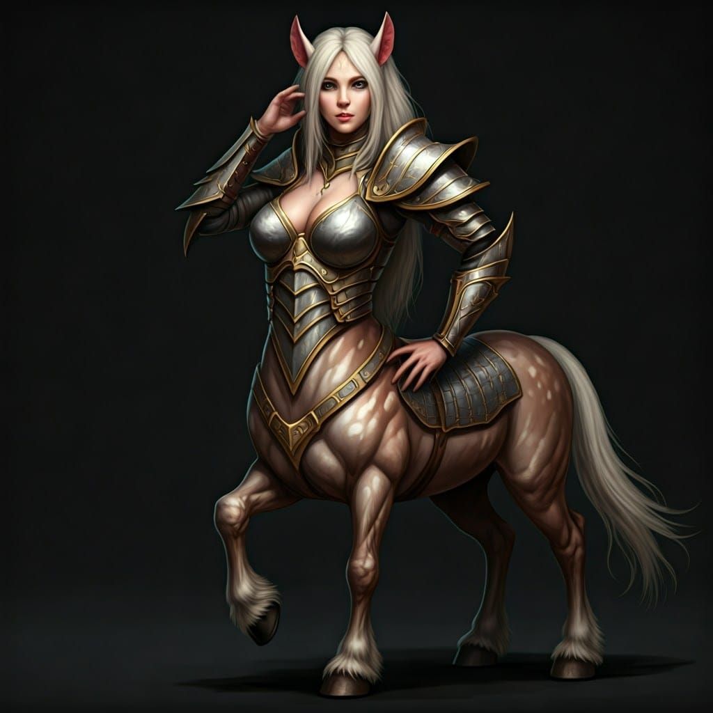 Armored Female Centaur Ready for Battle
