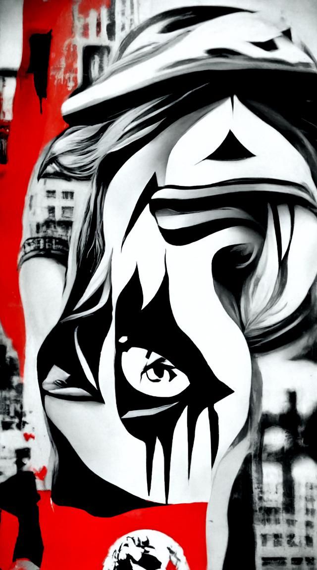 Black Heart in Shepard Fairey Street Art Style