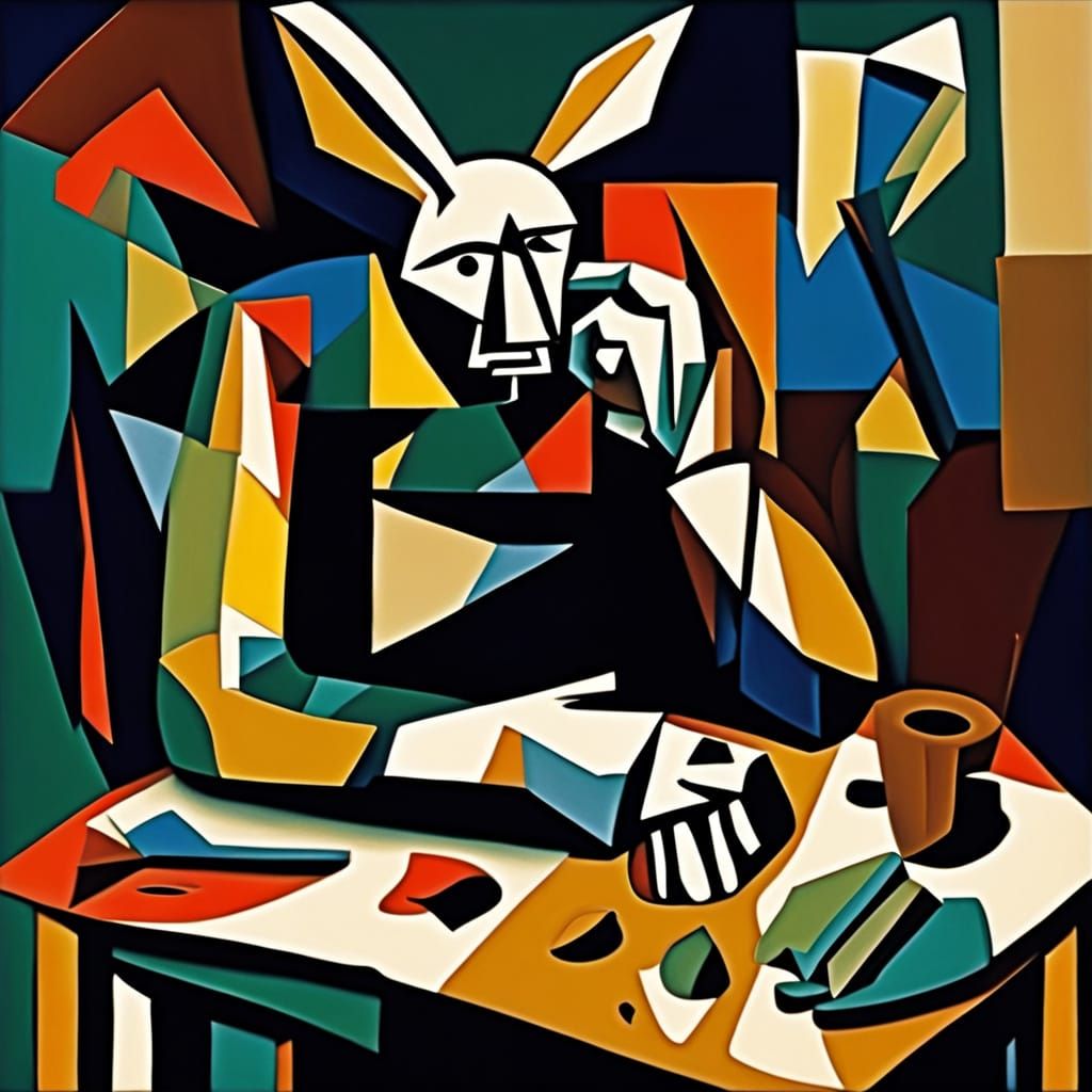 Man Beats Tables in Chalk, Rabbit Watches in Fear