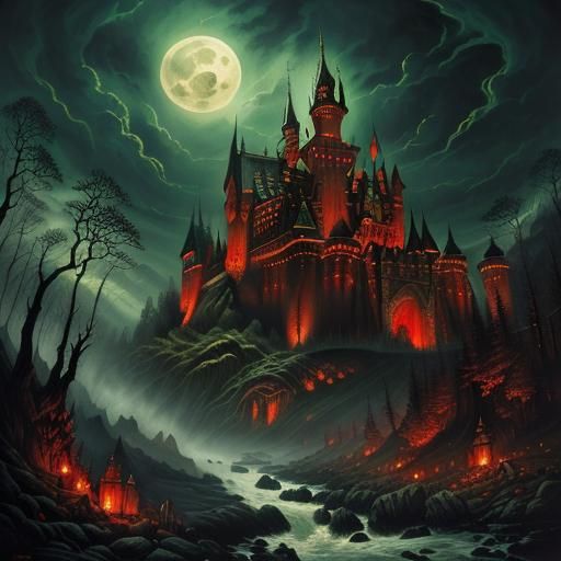 Dracula's Castle: Occult Horror Illustration