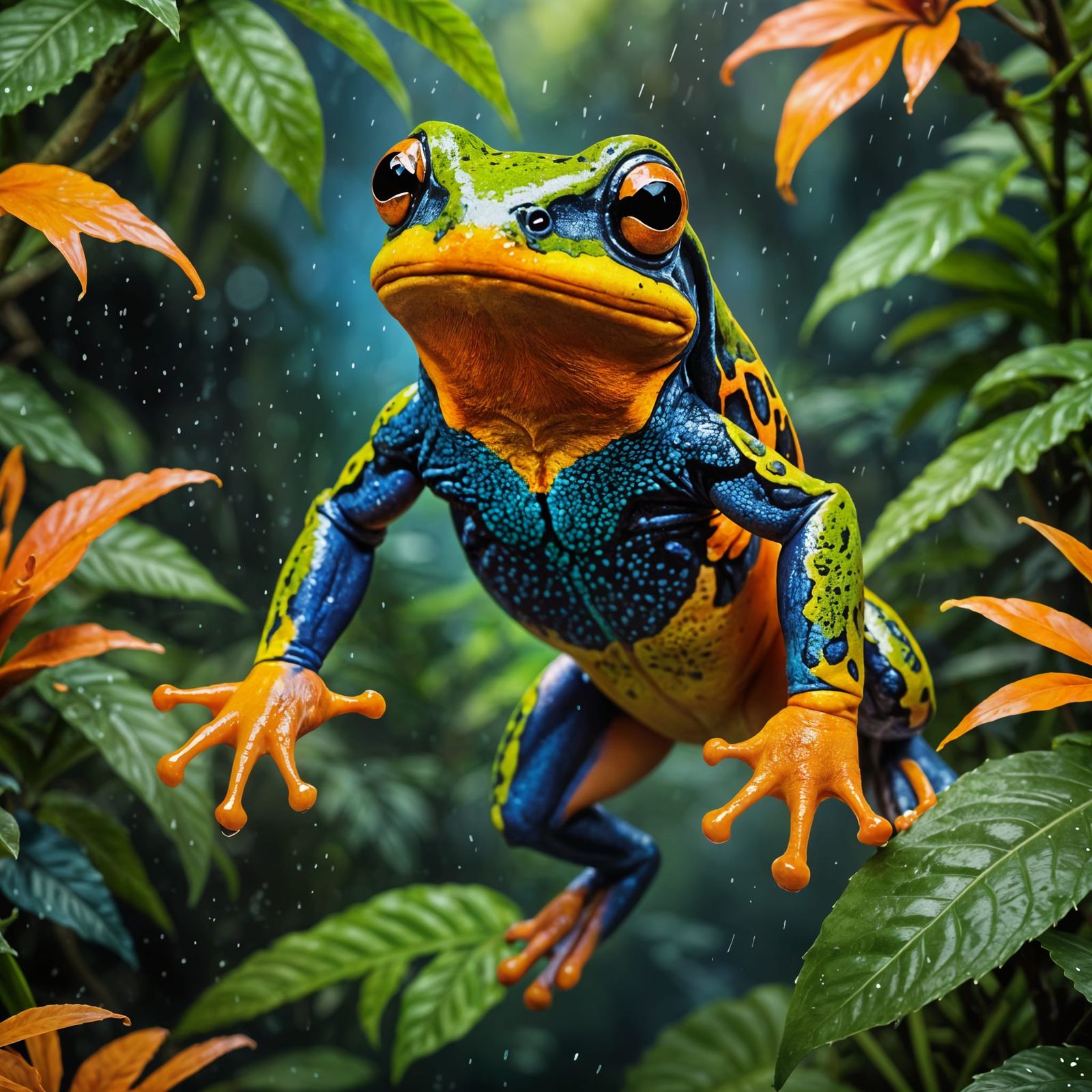 Majestic Leaping Frog in Amazon Rainforest