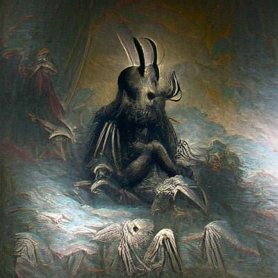 Terrifying Baphomet in Gothic Horror Style