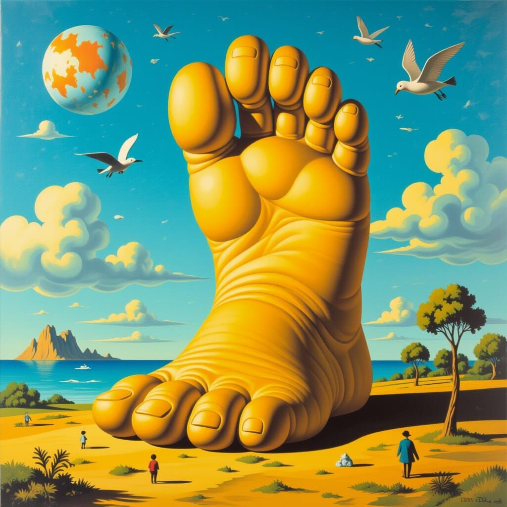 Monty Python Foot in Surrealist Dreamscape