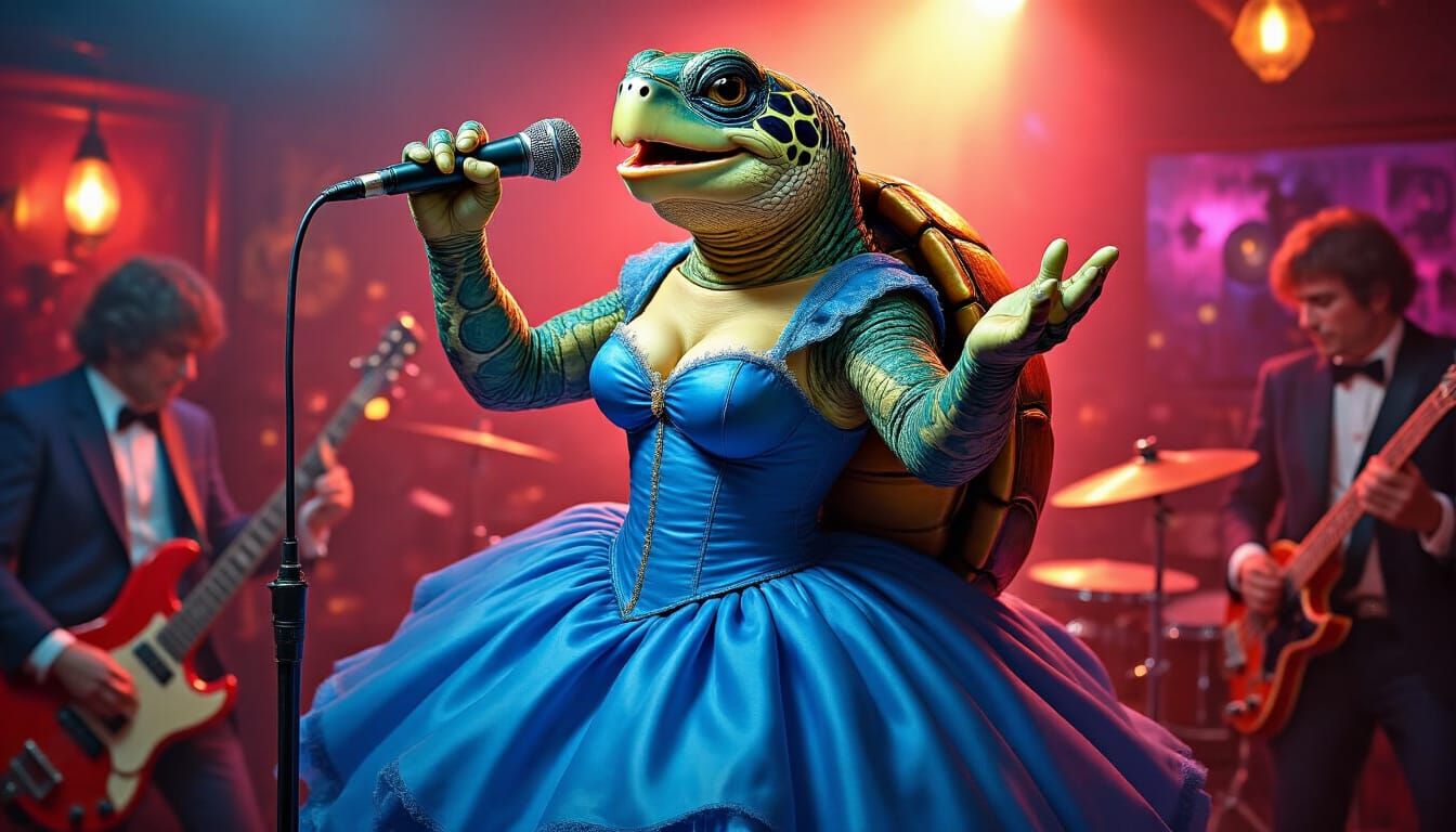 Anthropomorphic Turtle Punk Rock Singer