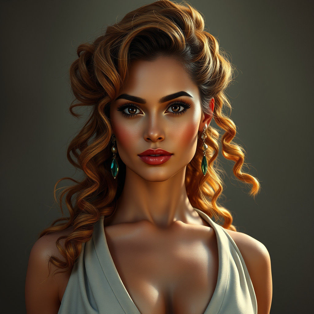Elegant Woman Portrait in Detailed Fantasy Art Style