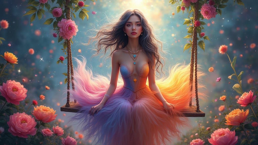 Mystical Chakra Goddess on Magical Swing