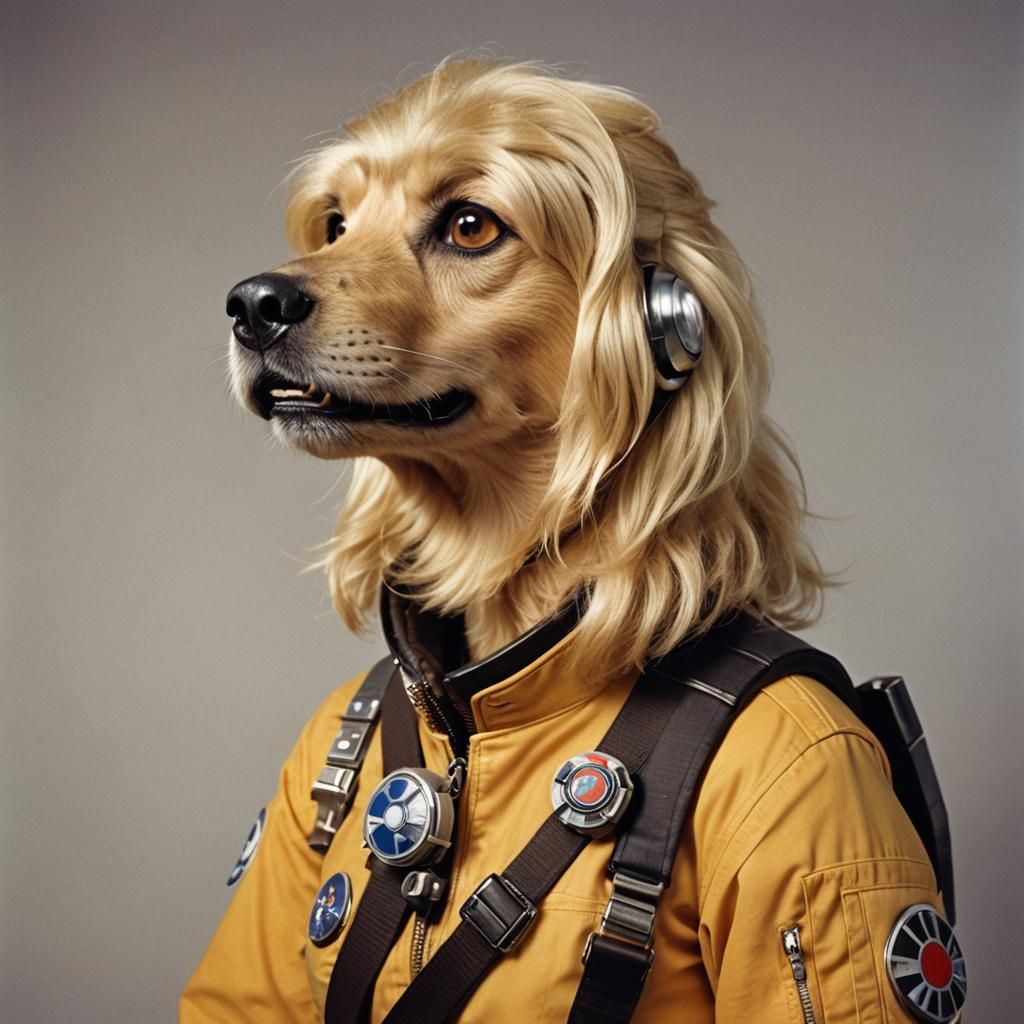 Canine Star Wars Pilot in 1970s Style