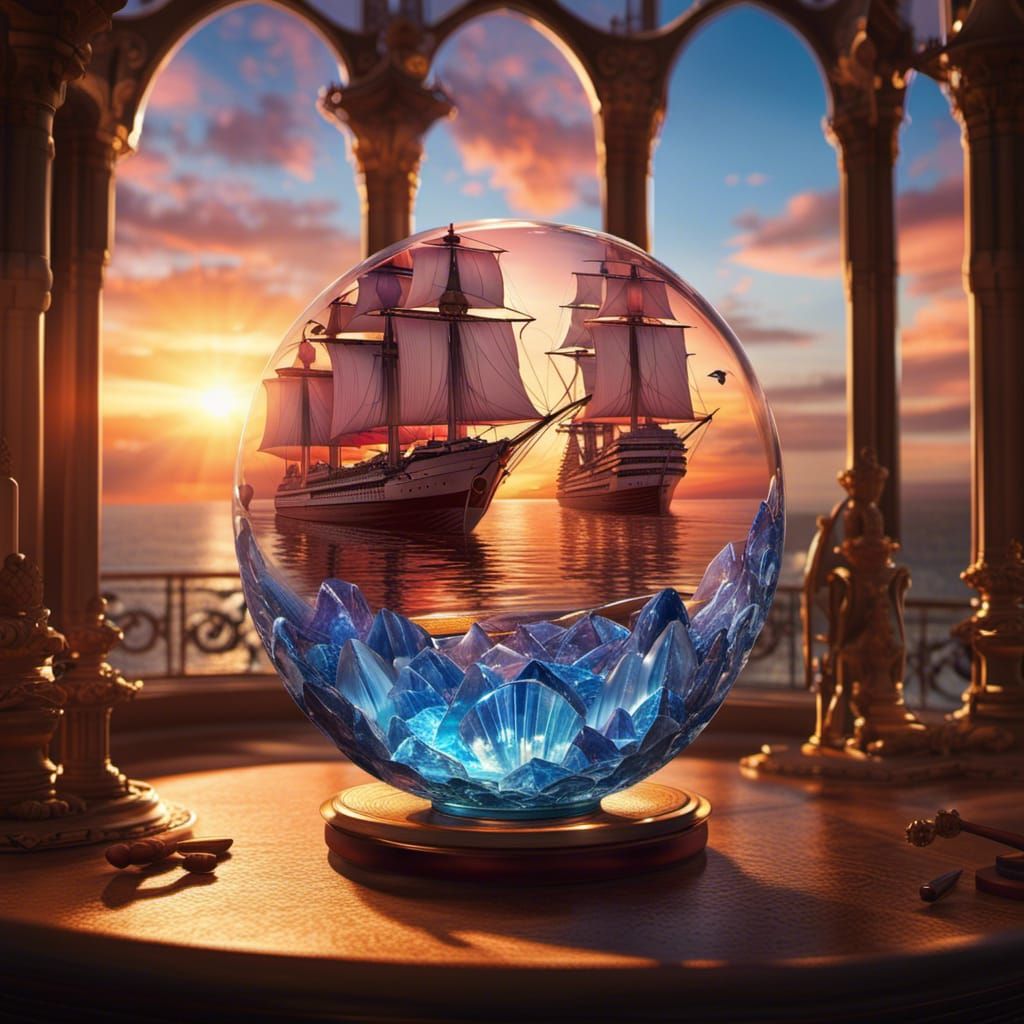 Sunset Princess Reflected in Crystal Ball