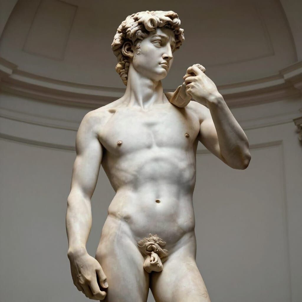 Heroic David Sculpture in High Renaissance Style
