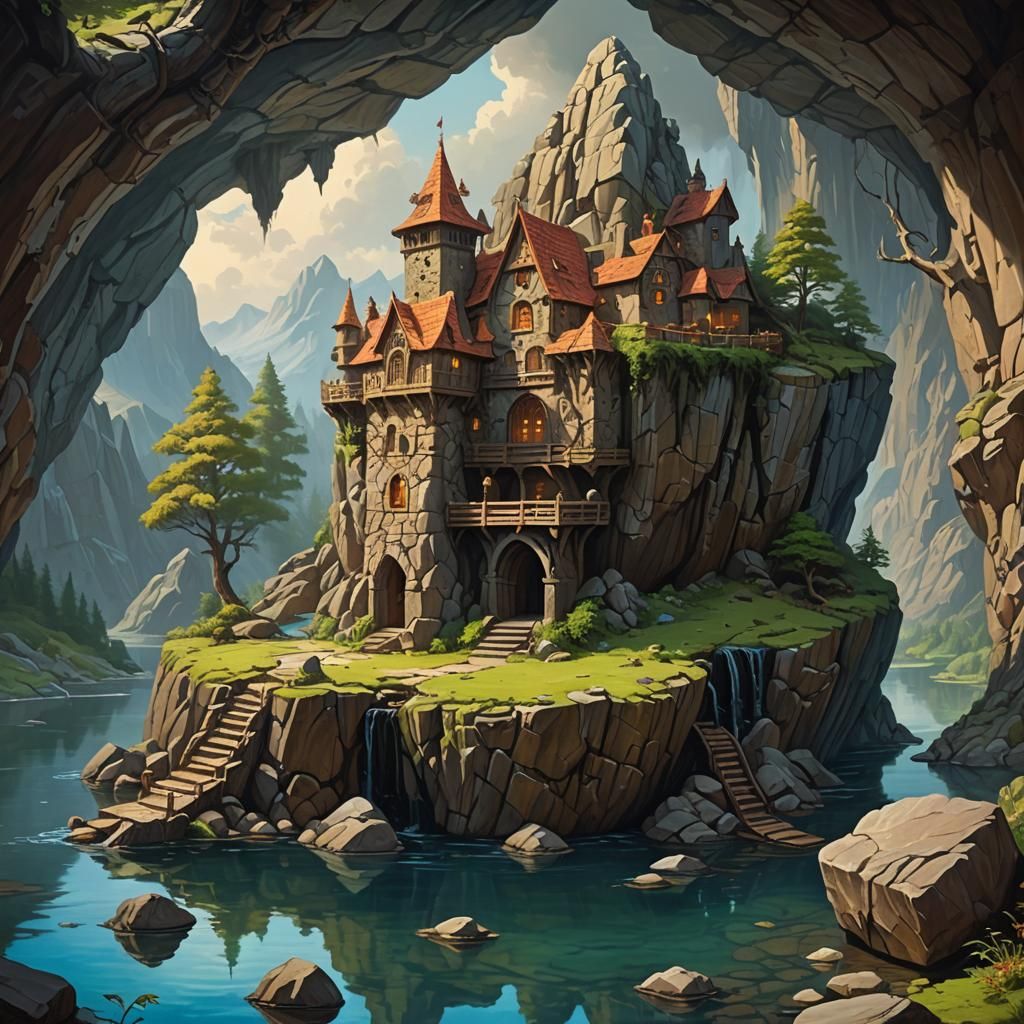 D&D Fortress Hideaway: Lakeside Oil Painting