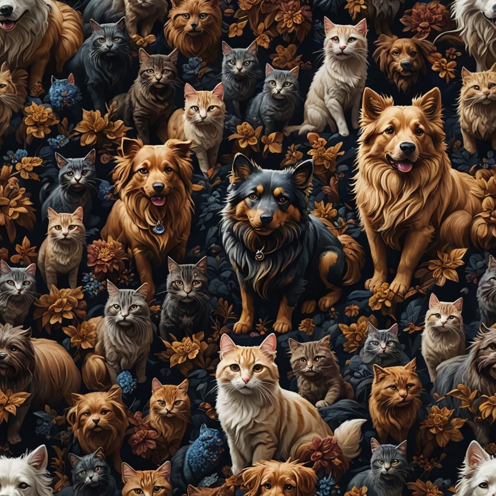 Fantastical Dog and Cat Digital Painting