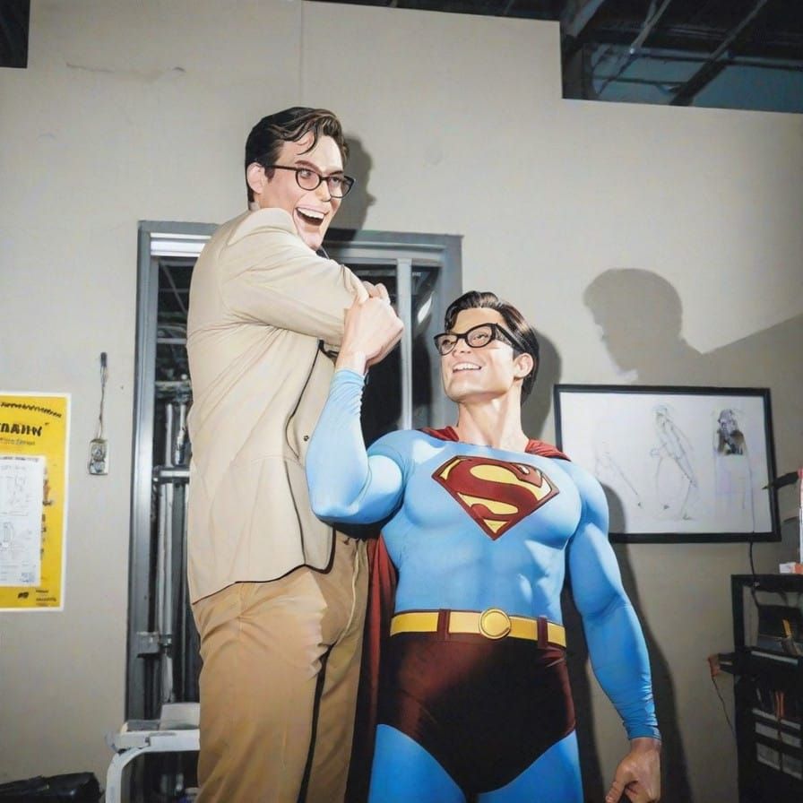 Superman Lifts Jimmy Olsen with Ease in Dynamic Comic Book A...