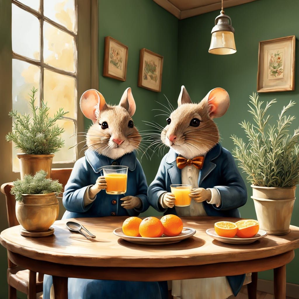 Mice in Stylish Cafe Scene