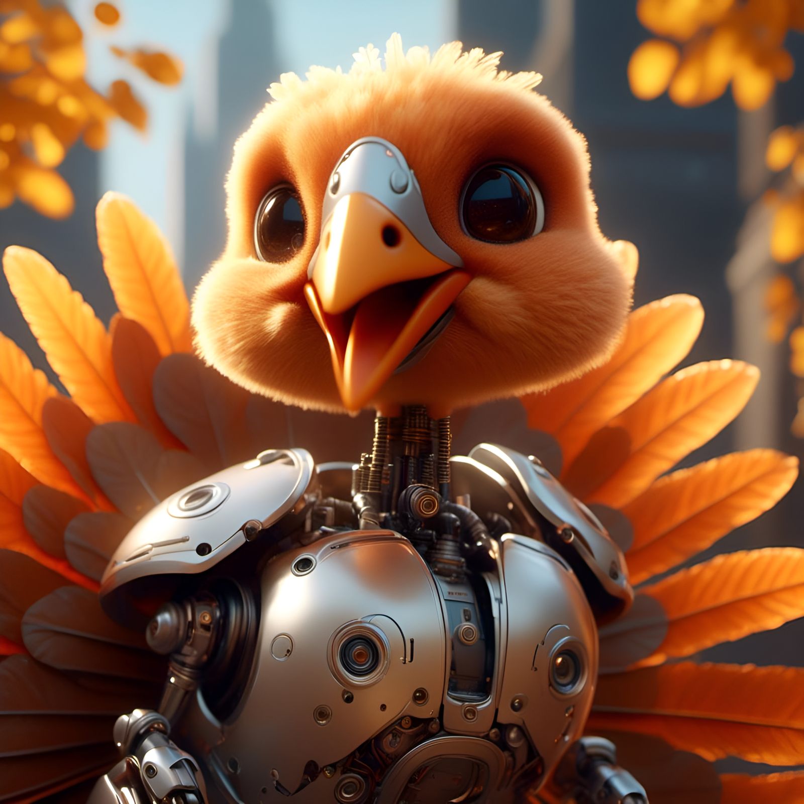 Adorable Robot Turkey Portrait by Marc Simonetti