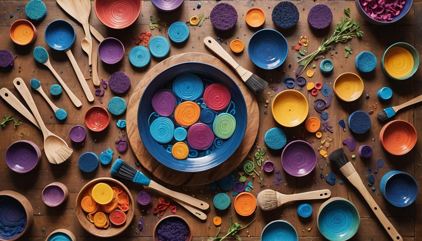 Abstract Zero-Waste Kitchen Essentials in Earthy Tones