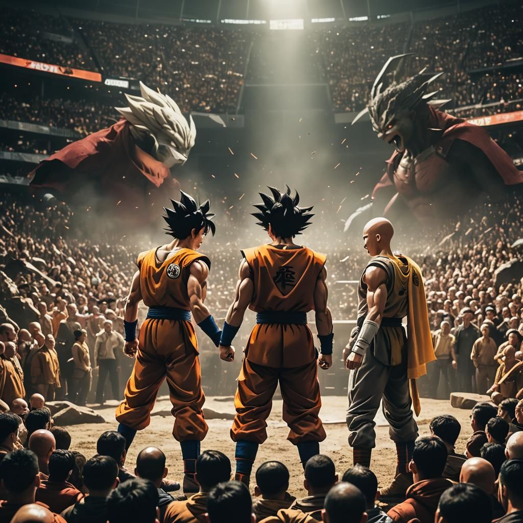 Goku vs Saitama: Tense Arena Face-Off