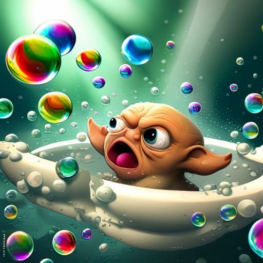 Baby Cthulhu's Bubbly Bath Time in 3D