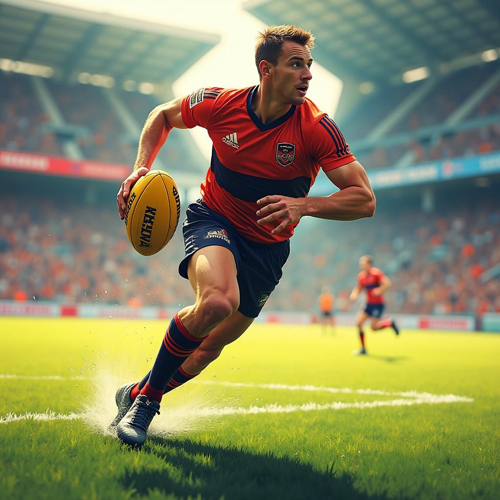 AFL Player in Hyperrealistic Digital Art Style