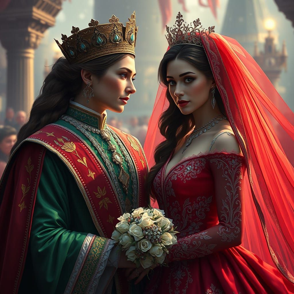 Regal Lesbian Queen Marries Sensuous Princess in Whimsical,....