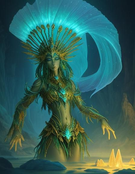 Luminescent Being in Lemuria's Crystal Ruins