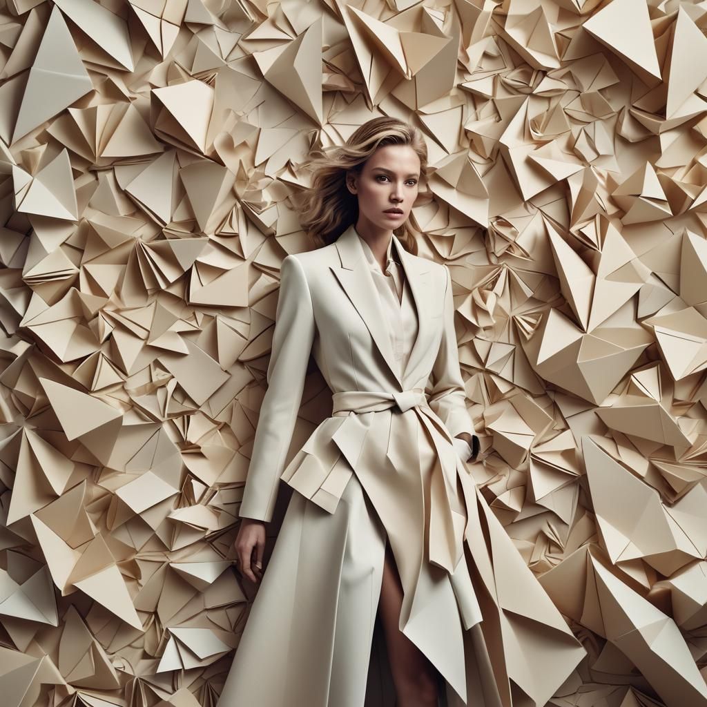 Fashion Reporters in Origami Landscape: Vogue-Inspired Photo...
