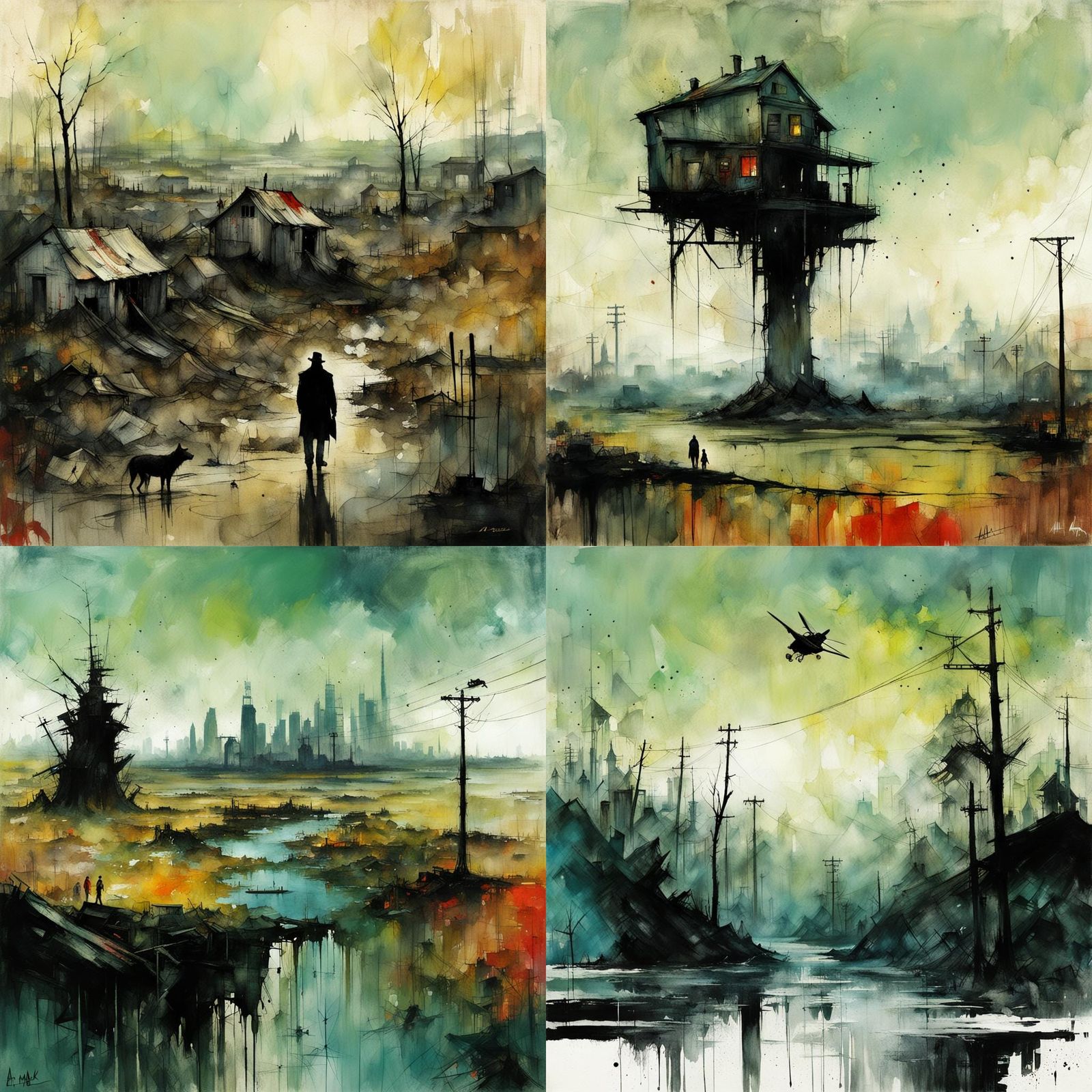 Surreal Landscape Art in Graphic Novel Style