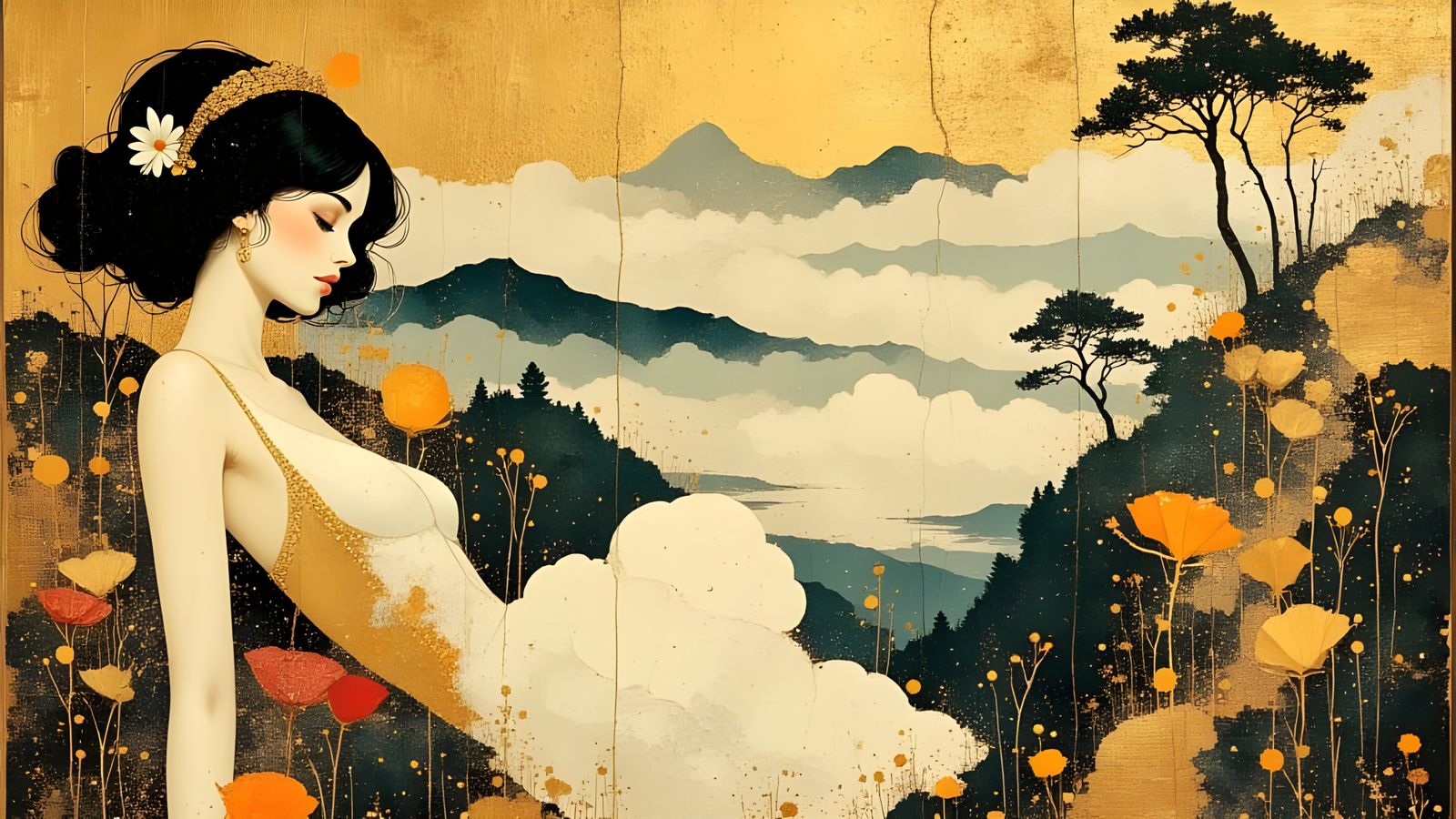 Exotic Dancers in a Golden Temple in the Clouds