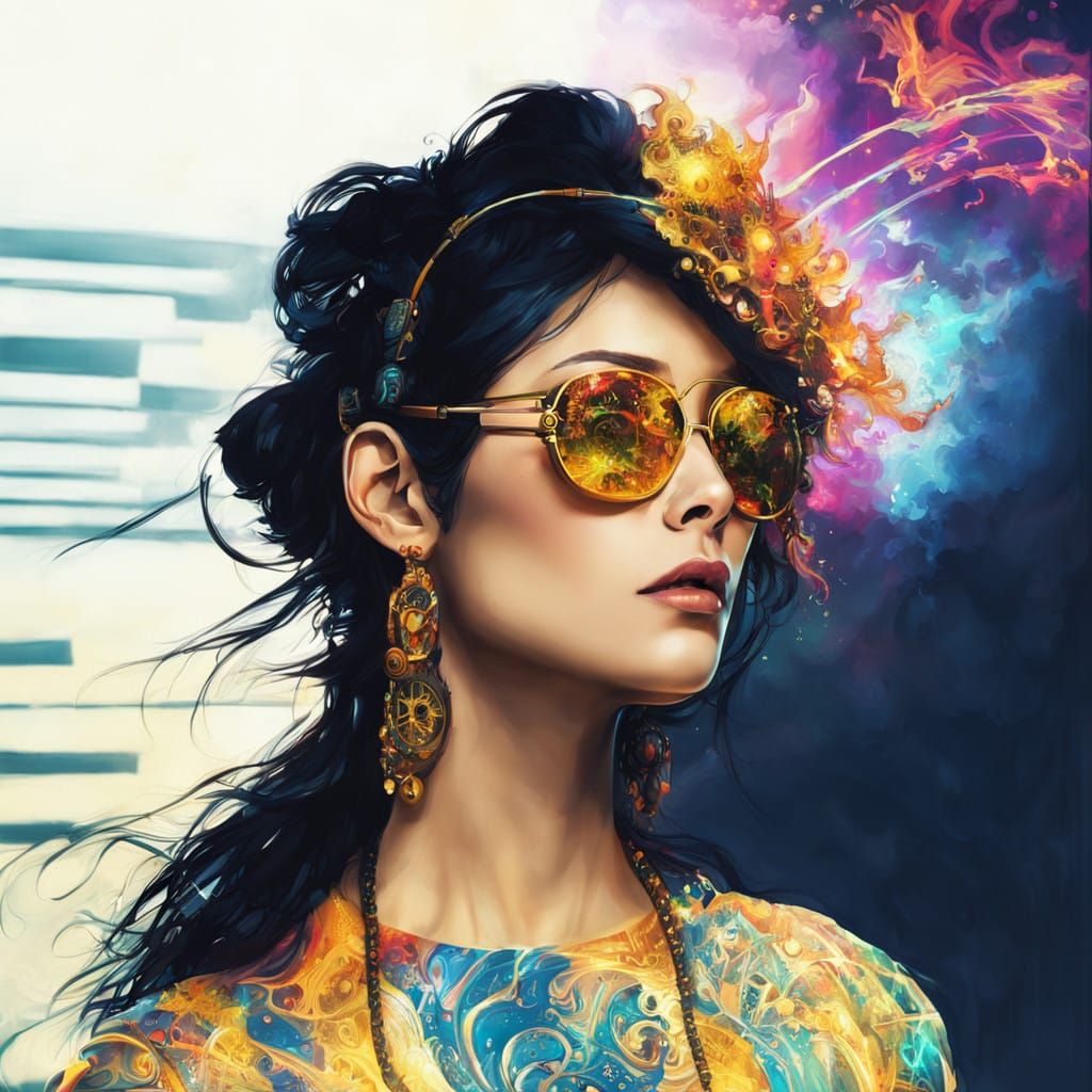 Cyberpunk Goddess in Splendid Fragmented Portrait