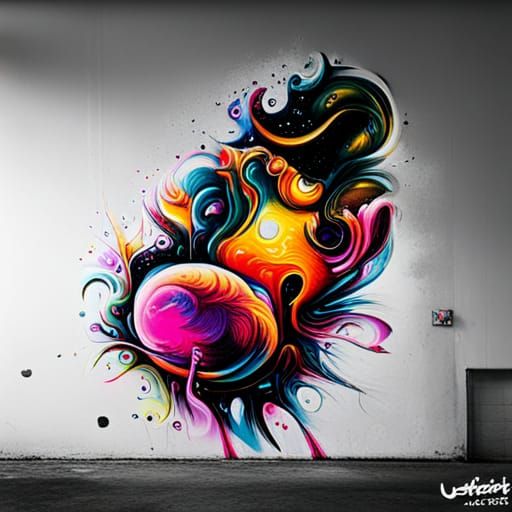 Colorful Polychromatic Space Graffiti Art