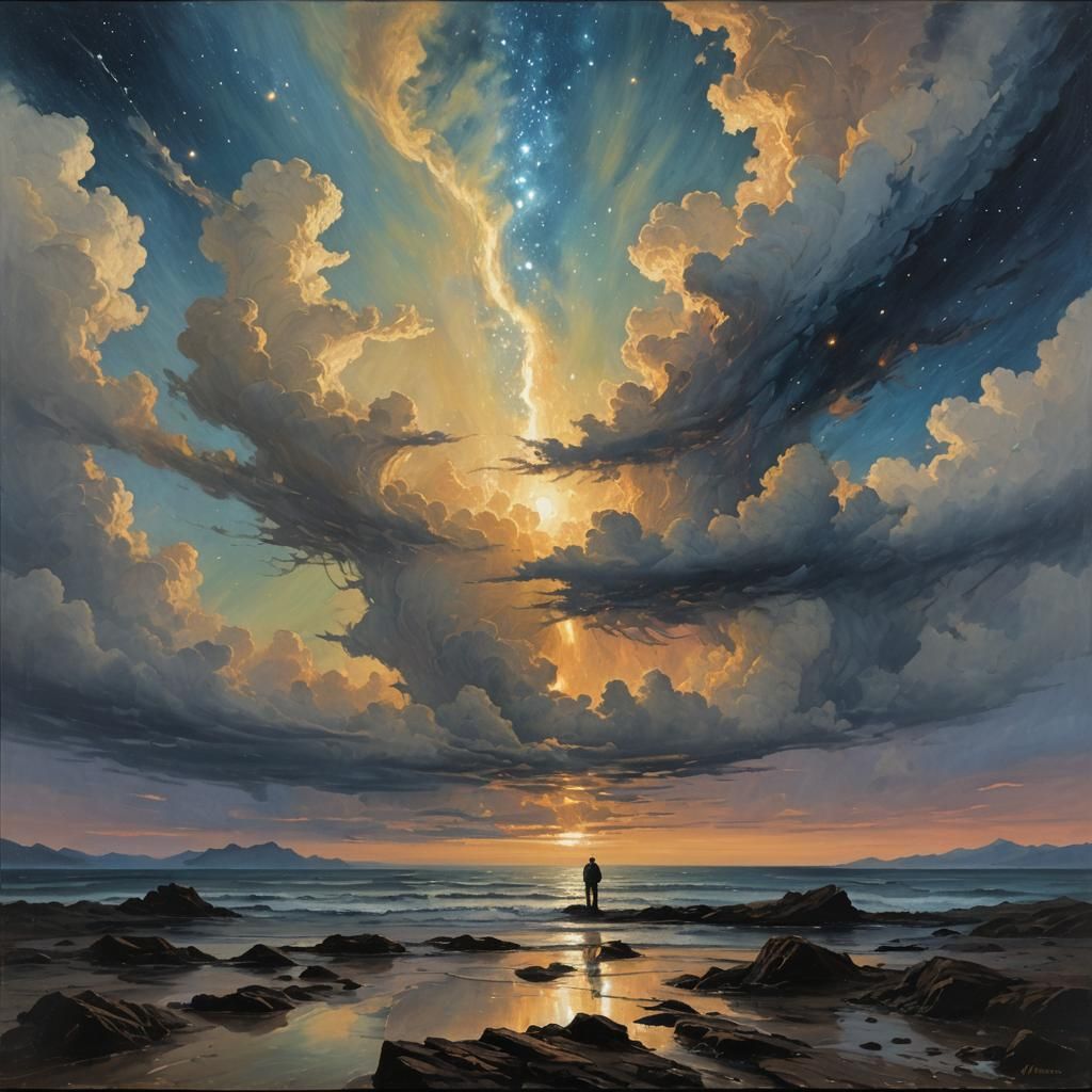 Ethereal Hope: Oil Painting of Cosmic Glow