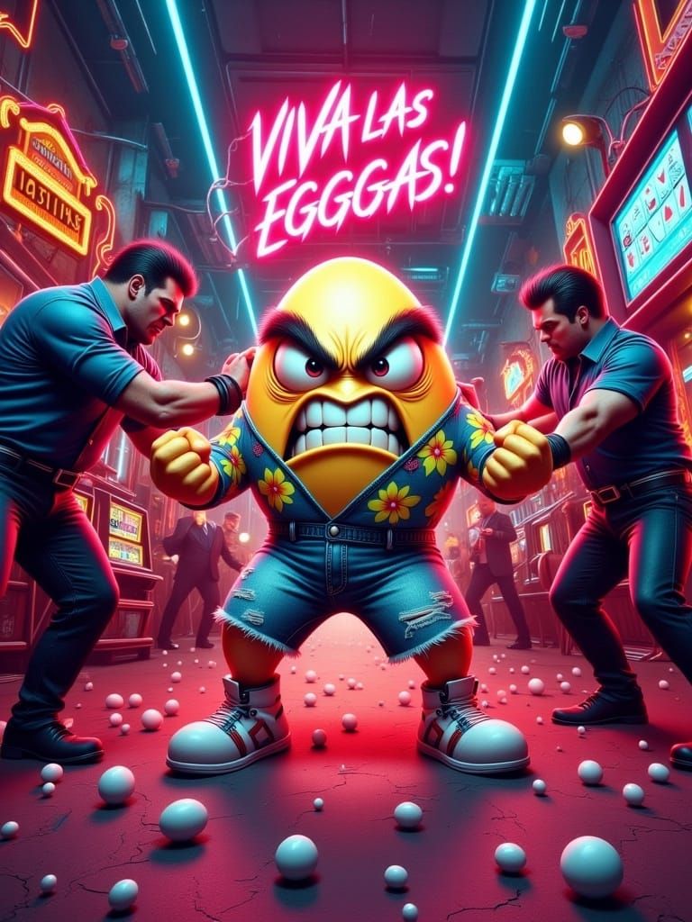 Viva Las Eggas: Angry Egg in Vegas, Neon Art