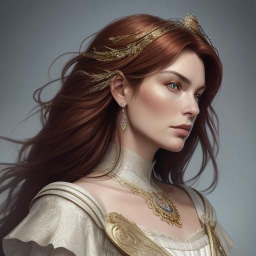 Elegant Portrait with Art Nouveau Influences