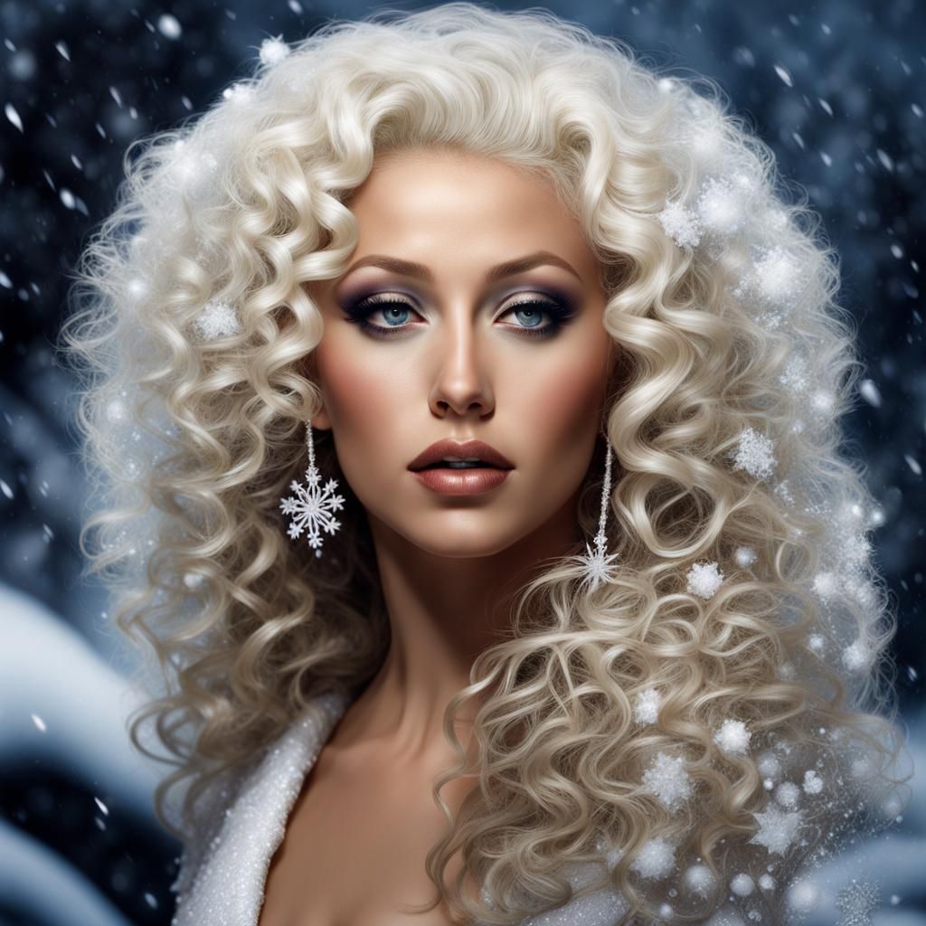 Hyperrealistic Unclad Queen in Snowy Fantasy