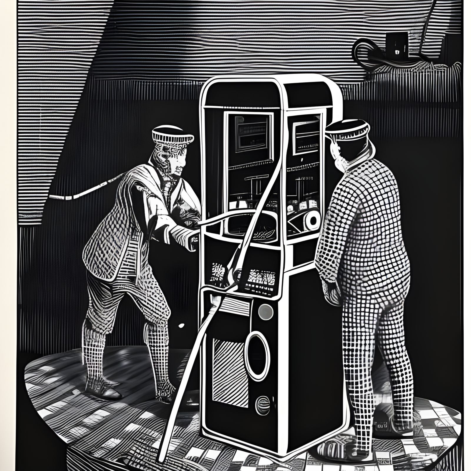 Checkered Workers in a Skinner Box Arcade Machine