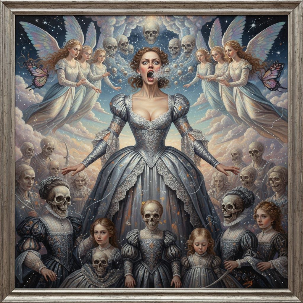 Warrior's War Cry: Surreal Angels in Vintage Fashion